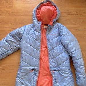 Columbia girls jacket size xl blue and salmon